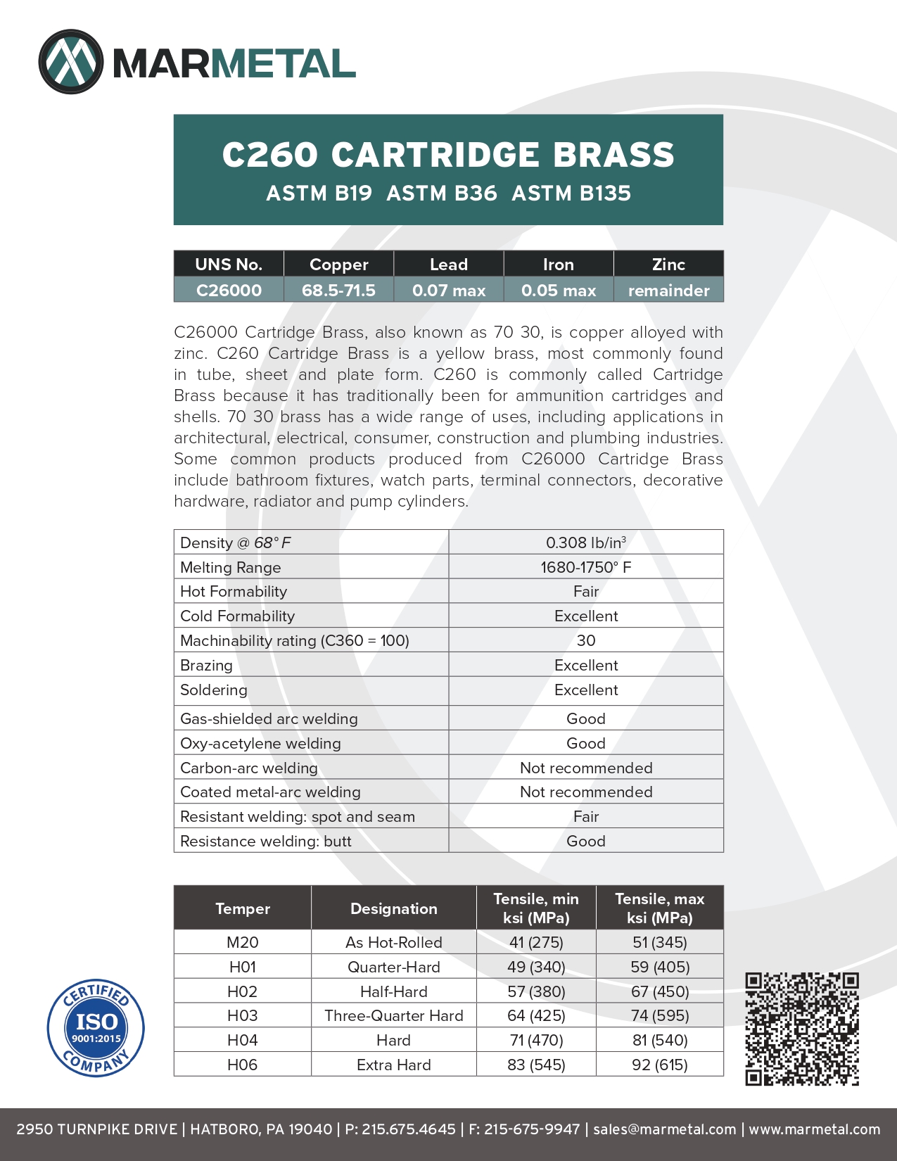C260 Cartridge Brass