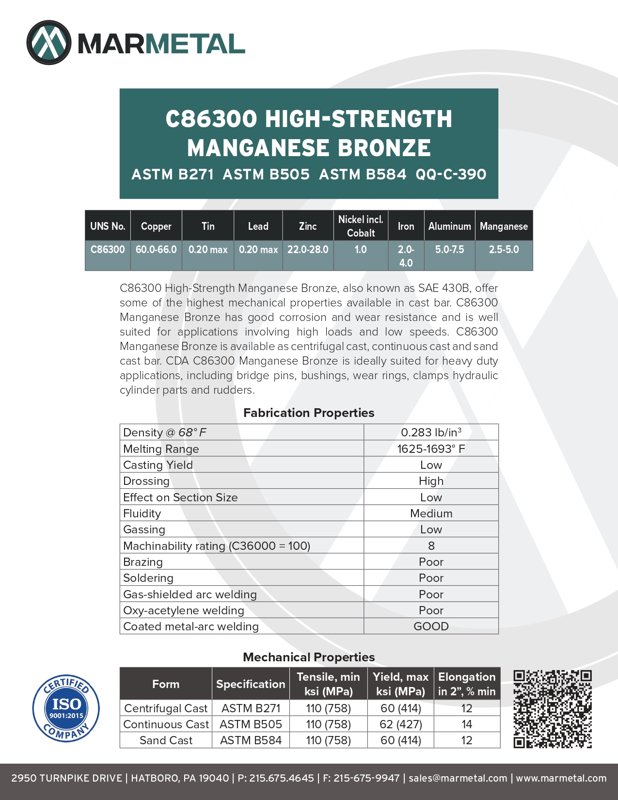 C863 High-Strength Manganese Bronze